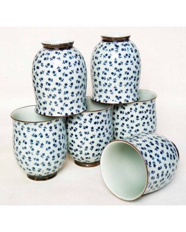Set de 6 tasses en porcelaine  fleurs du Japon