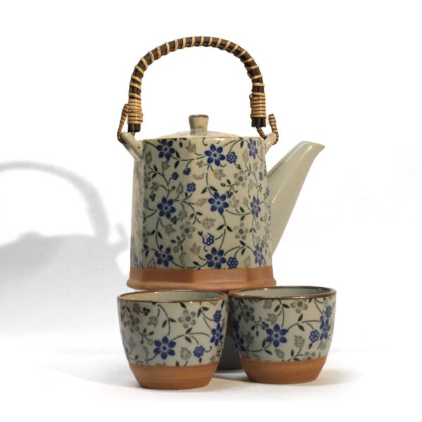 THÉHIÈRE ET DEUX TASSES – BLUE FLOWERS – Image 3