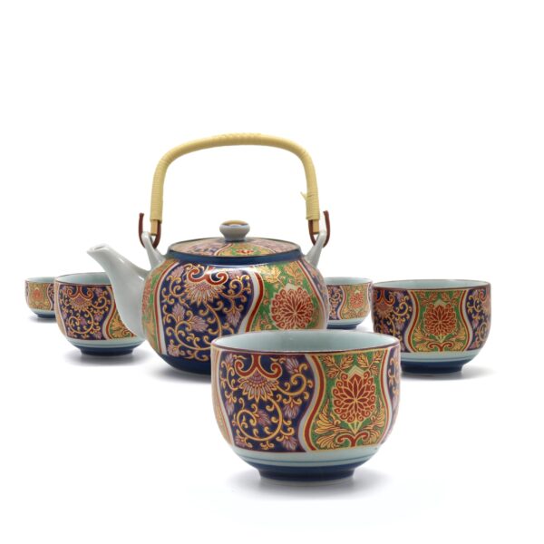 Alternative view of SERVICE À THE THÉIÈRE ET 5 TASSES MULTICOLORE