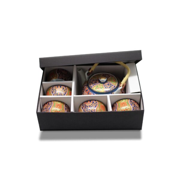 SERVICE À THE THÉIÈRE ET 5 TASSES MULTICOLORE – Image 5